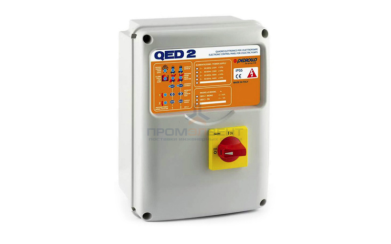 Пульт управления Pedrollo QED 2-TRI - 0,55-3,7 кВт (трехфазный, 2-8 А)
