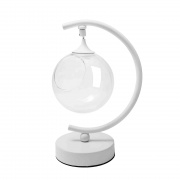 FT-04-01 Фитосветильник настольный, светодиодный, стеклянный шар Ø120мм, 5 В, 1Вт, диммер, USB-штекер длиной 1,8 м, С-образный, белый (без наполнения)