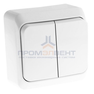 Выключатель двухклавишный Этюд белый [уп 25 шт]